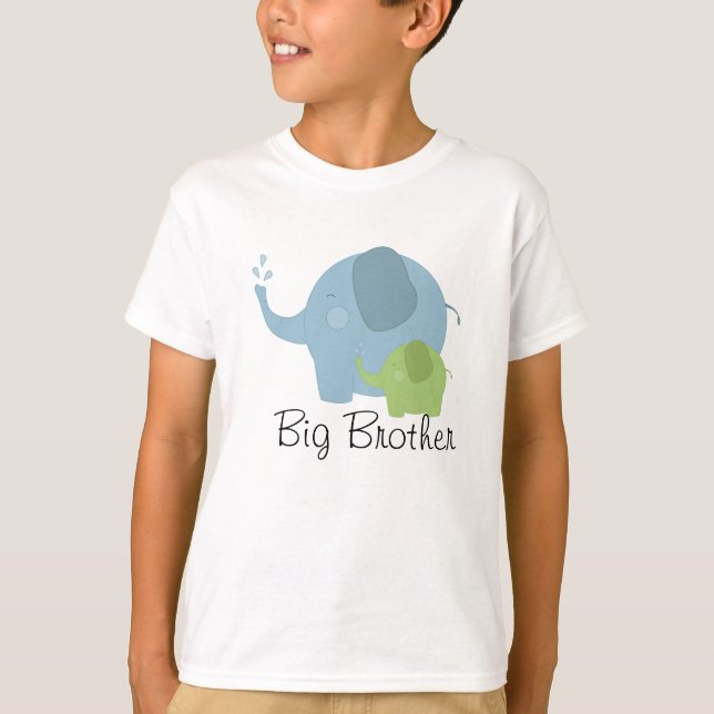 T-shirt Pièce en t bleue et verte de frère d'éléphant de (Devant)