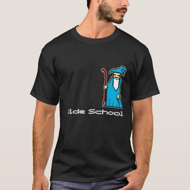 T-shirt Pièce en t d'antan de magicien d'école de 8 bits (Devant)