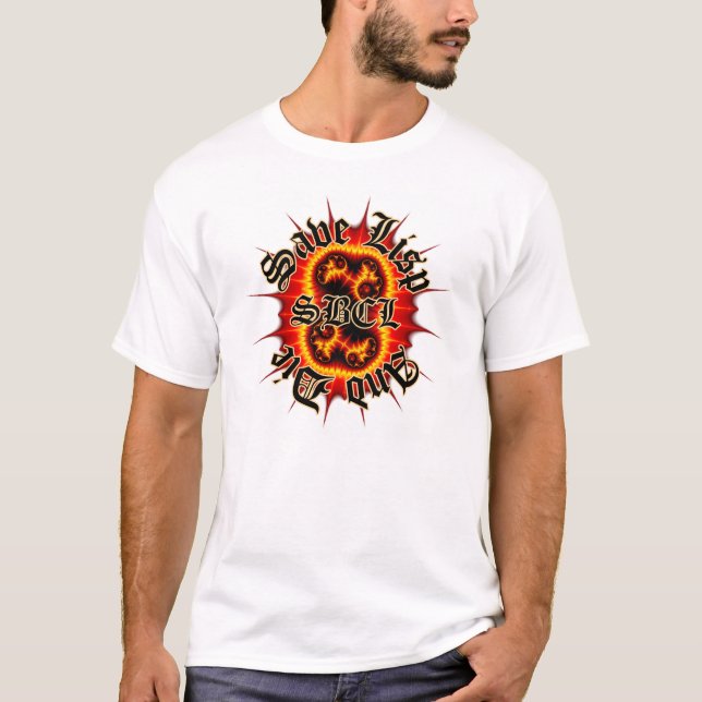 T-shirt Pièce en t de blanc de fractale d'enfer de SBCL (Devant)