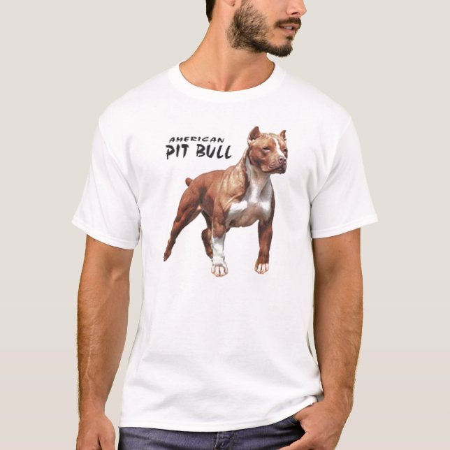 T-shirt pièce en t de blanc de pitbull (Devant)
