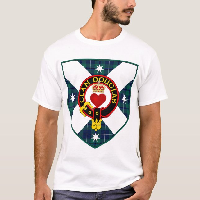 T-shirt Pièce en t de bouclier de Douglas de clan (Devant)