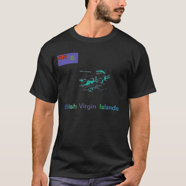 T-shirt Pièce en t de carte des Îles Vierges britanniques (Devant)
