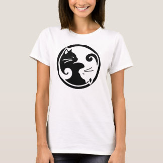 T-shirt Pièce en t de chats de Yin Yang des femmes