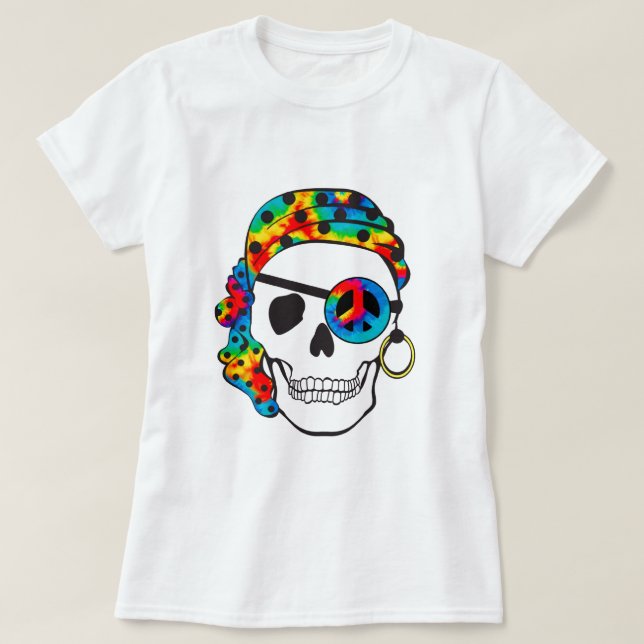 T-shirt Pièce en t de colorant de cravate de crâne de (Design devant)