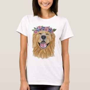 T-shirt Pièce en t de couronne de fleur de golden