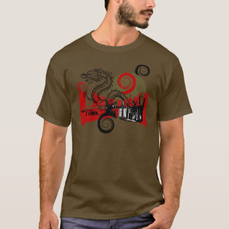 T-shirt Pièce en t de graphique de ville de dragon