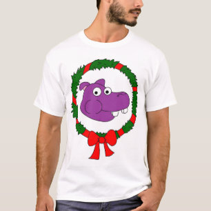 T-shirt Pièce en t de Noël d'hippopotame