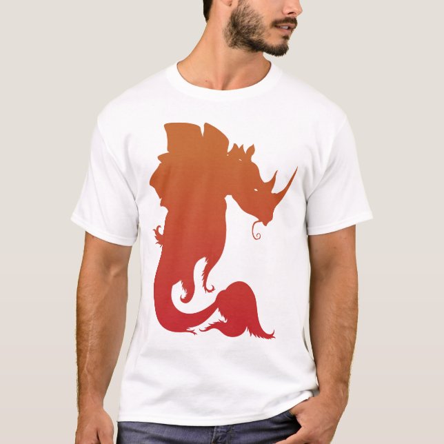 T-shirt Pièce en t de Rhinocéros-Stego-Poisson (le feu) (Devant)