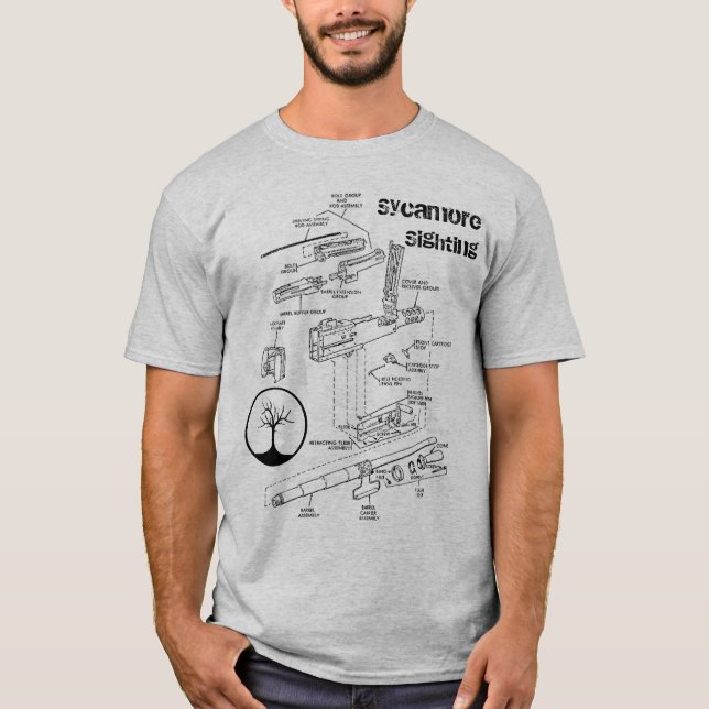 T-shirt pièce en t de schémas de .50 calorie (Devant)