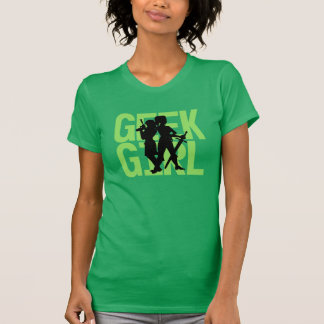 T-shirt Pièce en t de vert de fille de geek