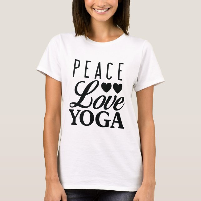 T-shirt Pièce en t de yoga d'amour de paix (Devant)
