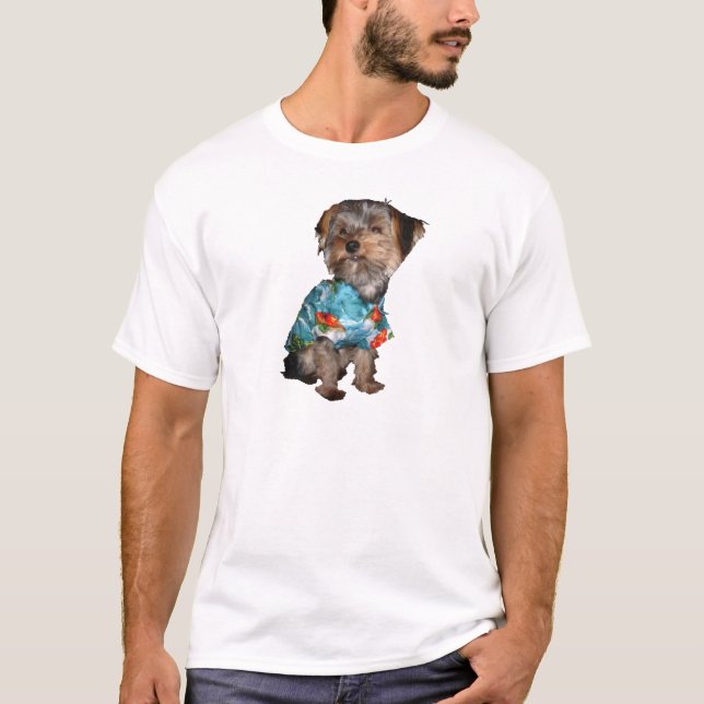 T-shirt Pièce en t de Yorkie de chemise hawaïenne (Devant)