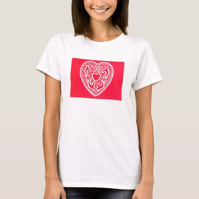 T-shirt Pièce en t d'écran de Valentine de coeur (Devant)
