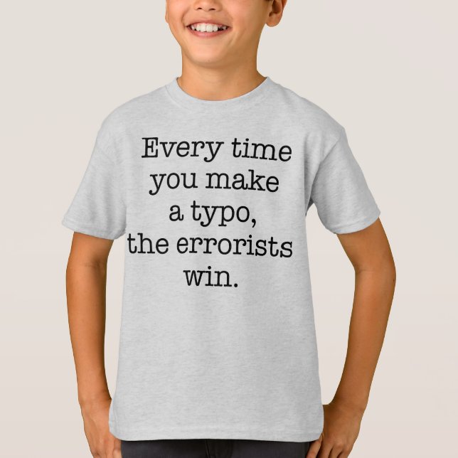 T-shirt Pièce en t drôle d'enfants de police de grammaire (Devant)