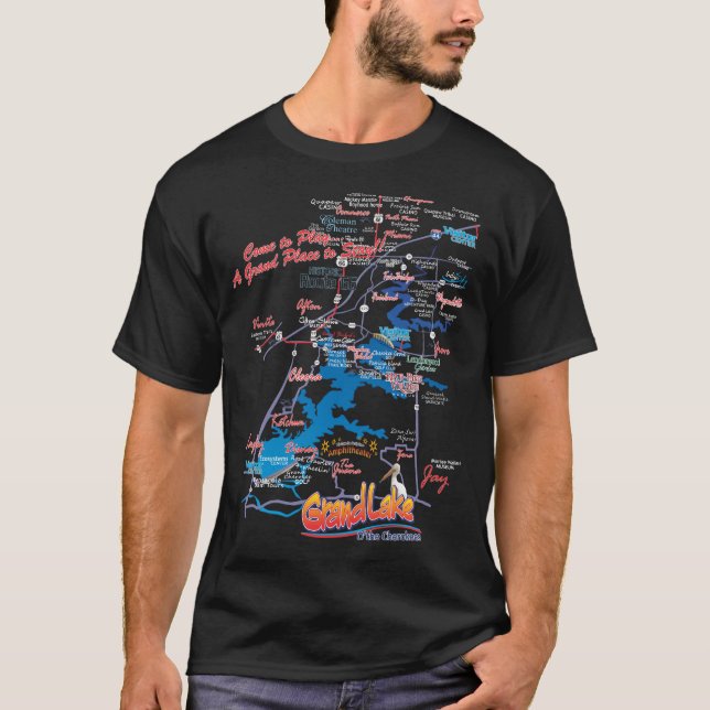 T-shirt Pièce en t grande de carte d'OK de lac (Devant)
