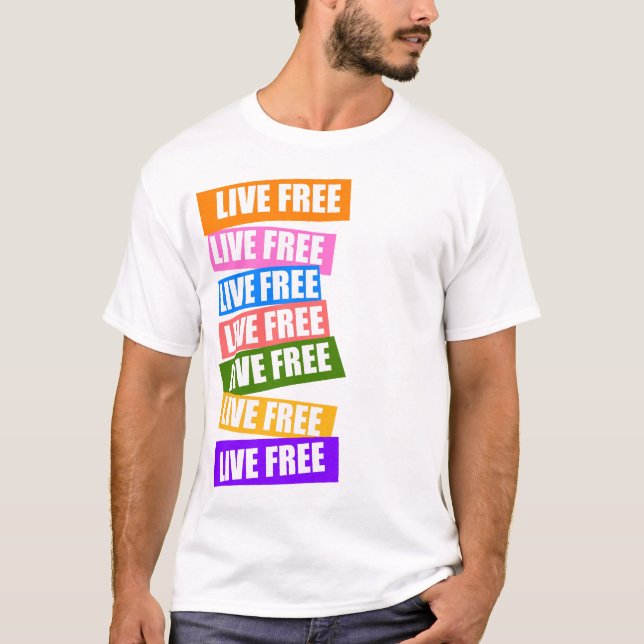 T-shirt Pièce en t libre vivante d'arc-en-ciel (Devant)
