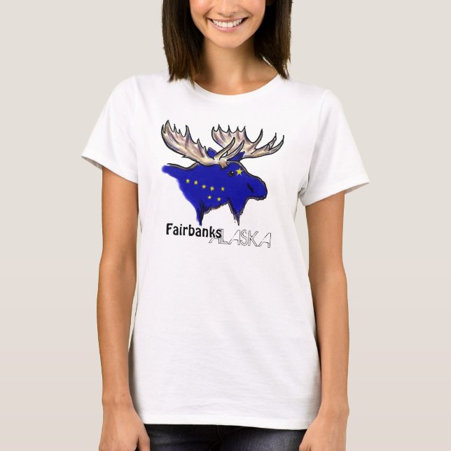 T-shirt Pièce en t locale de dames de drapeau de Fairbanks (Devant)