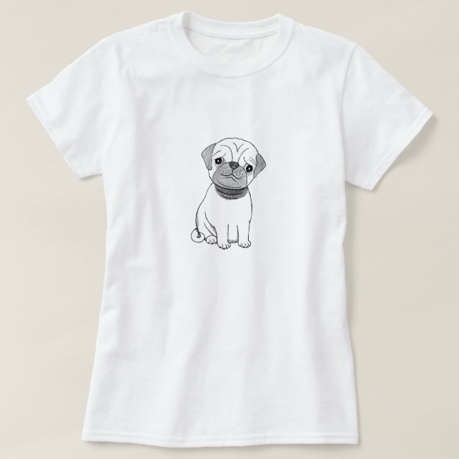T-shirt Pièce en t mignonne de graphique de chiot de (Design devant)