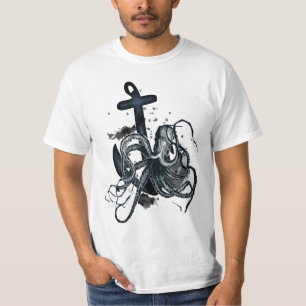T-shirt Pièce en t nautique d'octupus et d'ancre