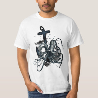 T-shirt Pièce en t nautique d'octupus et d'ancre