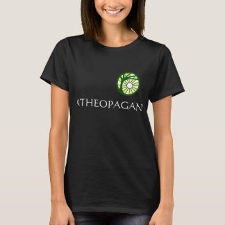 T-shirt Pièce en t noire de "Atheopagan" des femmes avec