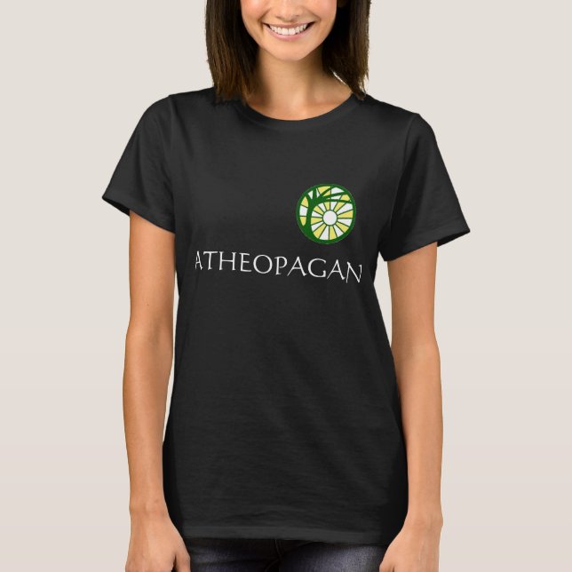 T-shirt Pièce en t noire de "Atheopagan" des femmes avec (Devant)