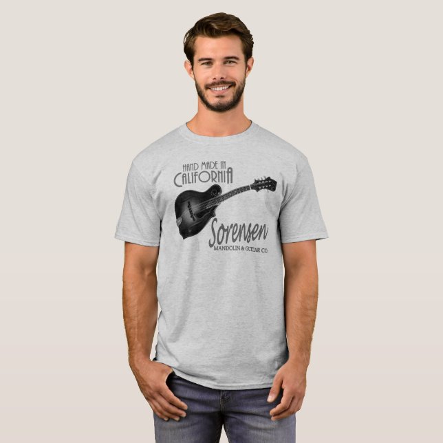 T-shirt Pièce en t noire et blanche de mandoline de (Devant entier)