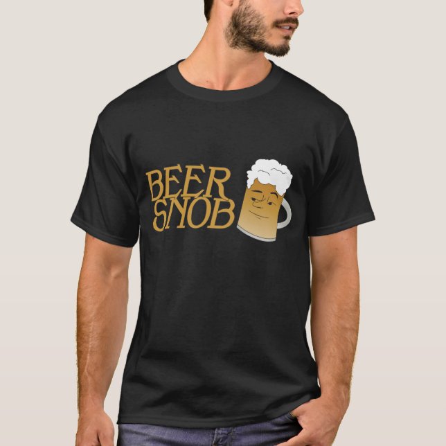 T-shirt Pièce en t noire snob de bière (Devant)