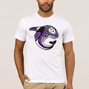 T-shirt Pièce en t pourpre de totem de la baleine des