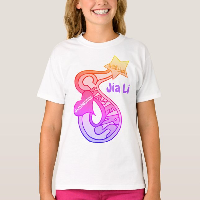 T-shirt Pièce en t rêveuse Jia Li de logo de gymnastique (Devant)