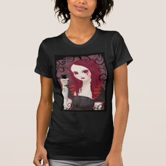 T-shirt Pièce en t sinistre de dames de noir d'écarlate