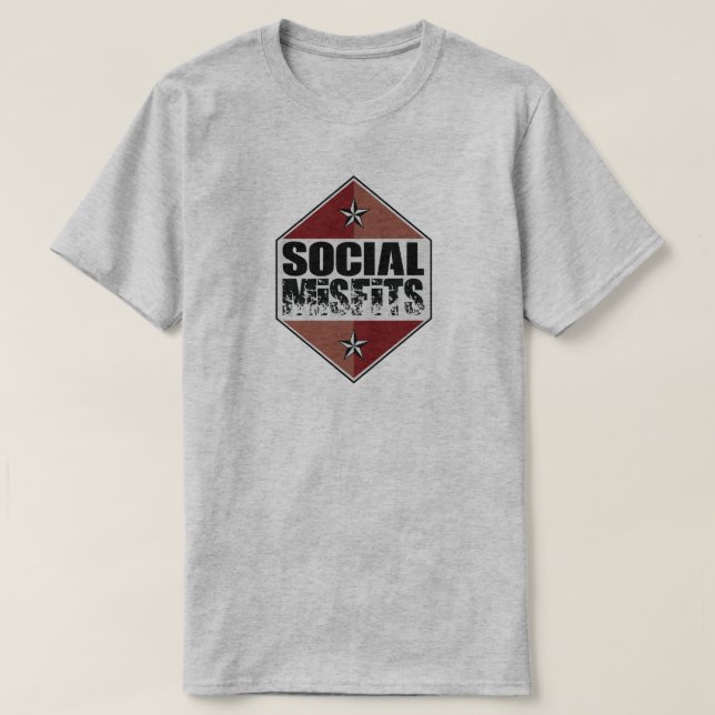 T-shirt Pièce en t sociale de logo de vêtements manqués (Design devant)
