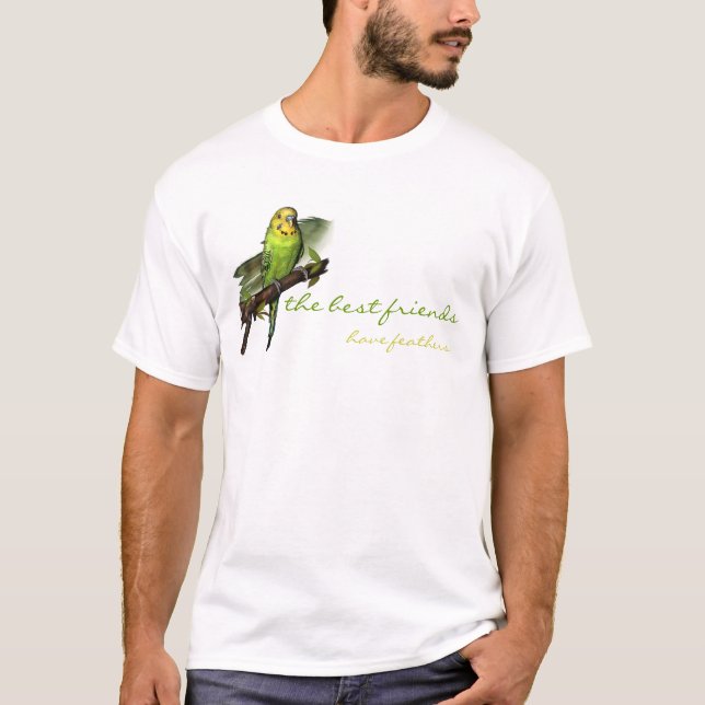 T-shirt Pièce en t verte d'art de perruche (Devant)