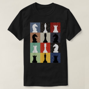 T-shirt Pièces d'échecs colorées motif pop art Design