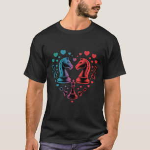 T-shirt Pièces d'échecs de Chevalier de Forme de Coeur Ten