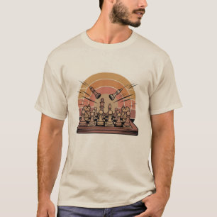 T-shirt Pièces d'échecs de chevalier vintage branchées Pla