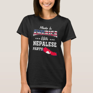 T-shirt Pièces Népalaises d'Amérique Carte du Népal Drapea