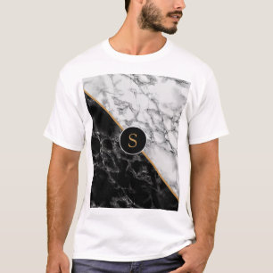 T-shirt Pierre noire et Marbre blanc tendance - Ajouter vo