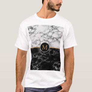 T-shirt Pierre noire et Marbre blanc tendance - Ajouter vo