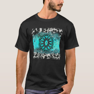 T-shirt Pierre turquoise Cuir de vache Léopard Western Sou