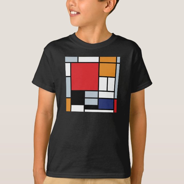 T-shirt Piet Mondrian - Composition avec grand plan rouge (Devant)