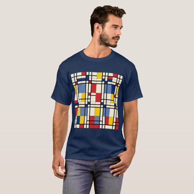 T-shirt Piet Mondrian dynamique et coloré (Devant entier)