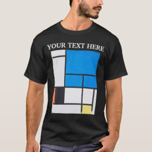 T-shirt Piet Mondrie Composition avec grand plan bleu