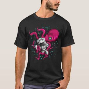 T-shirt Pieuvre Alien Tient Astronaute Cosmonaute Poisson 