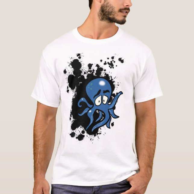 T-shirt Pieuvre cartonnée bleue (Devant)