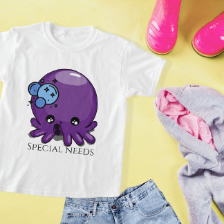 T-shirt Pieuvre kawaii violet illustration besoins spéciau