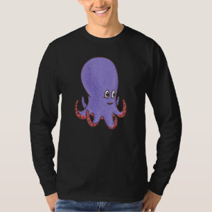 T-shirt Pieuvre mignonne pourpre souriante