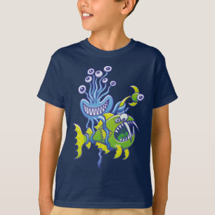 T-shirt Pieuvre monstrueuse attrapant un poisson d'eau pro