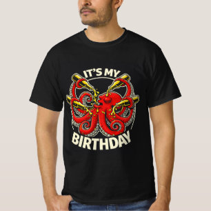 T-shirt Pieuvre qui boit de la bière pour son anniversaire