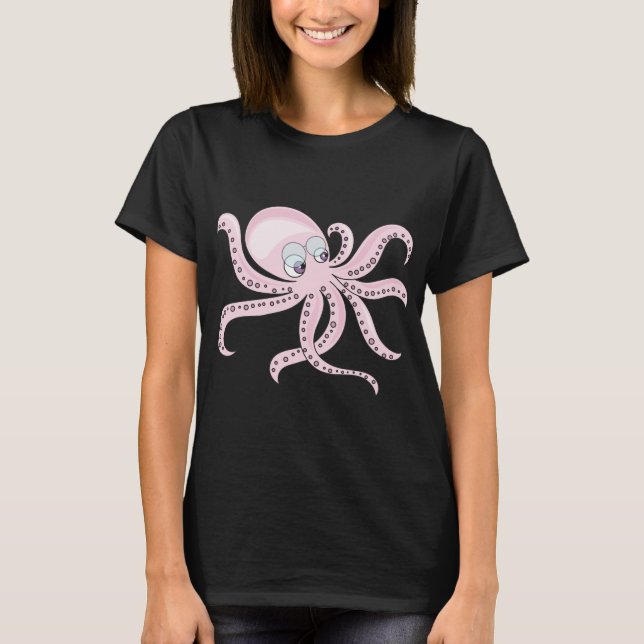 T-shirt Pieuvre rose drôle (Devant)
